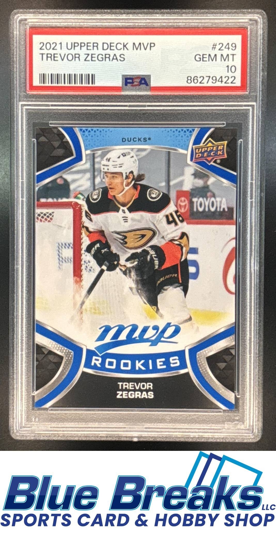 2021-22 Upper Deck MVP Blue Trevor Zegras #249 PSA 10 Anaheim Ducks