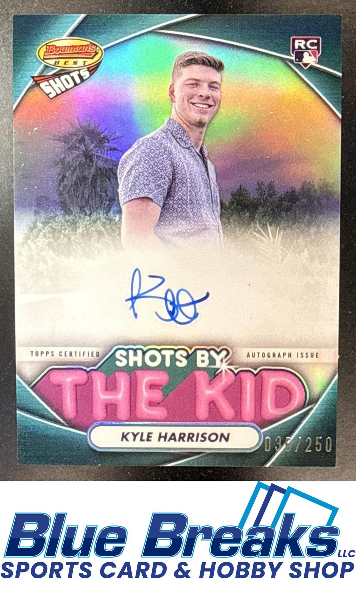 2024 Bowman's Best Kyle Harrison #TK-9 Shots By The Kid Auto 036/250 San Francisco Giants
