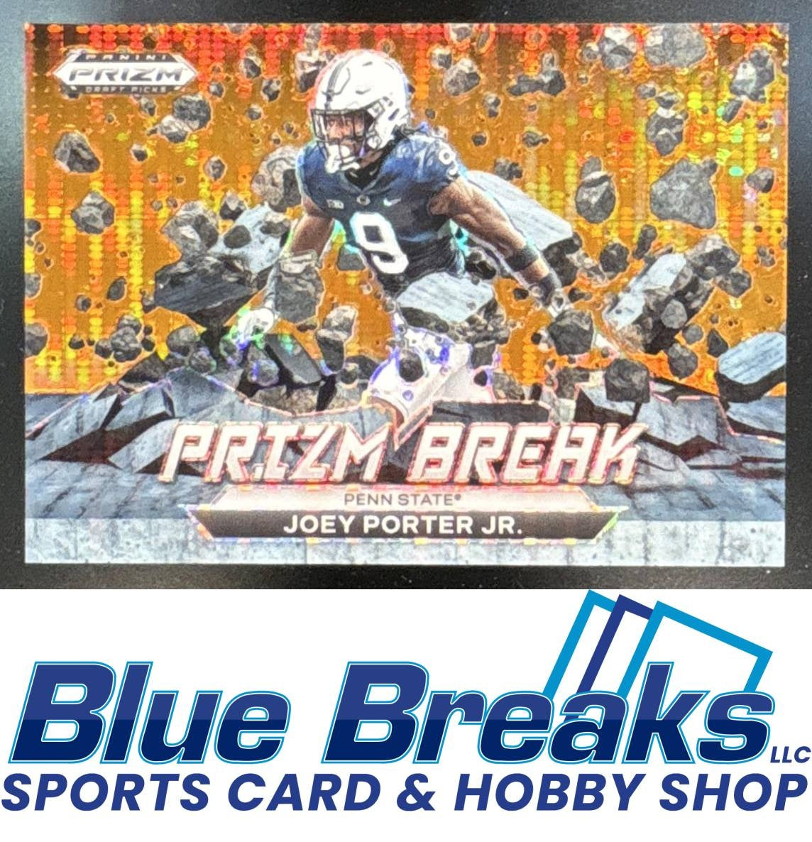 2023 Panini Prizm Draft Picks Joey Porter Jr. #PB-23 Break Orange Pulsar 22/49 RC Penn State / Pittsburgh Steelers