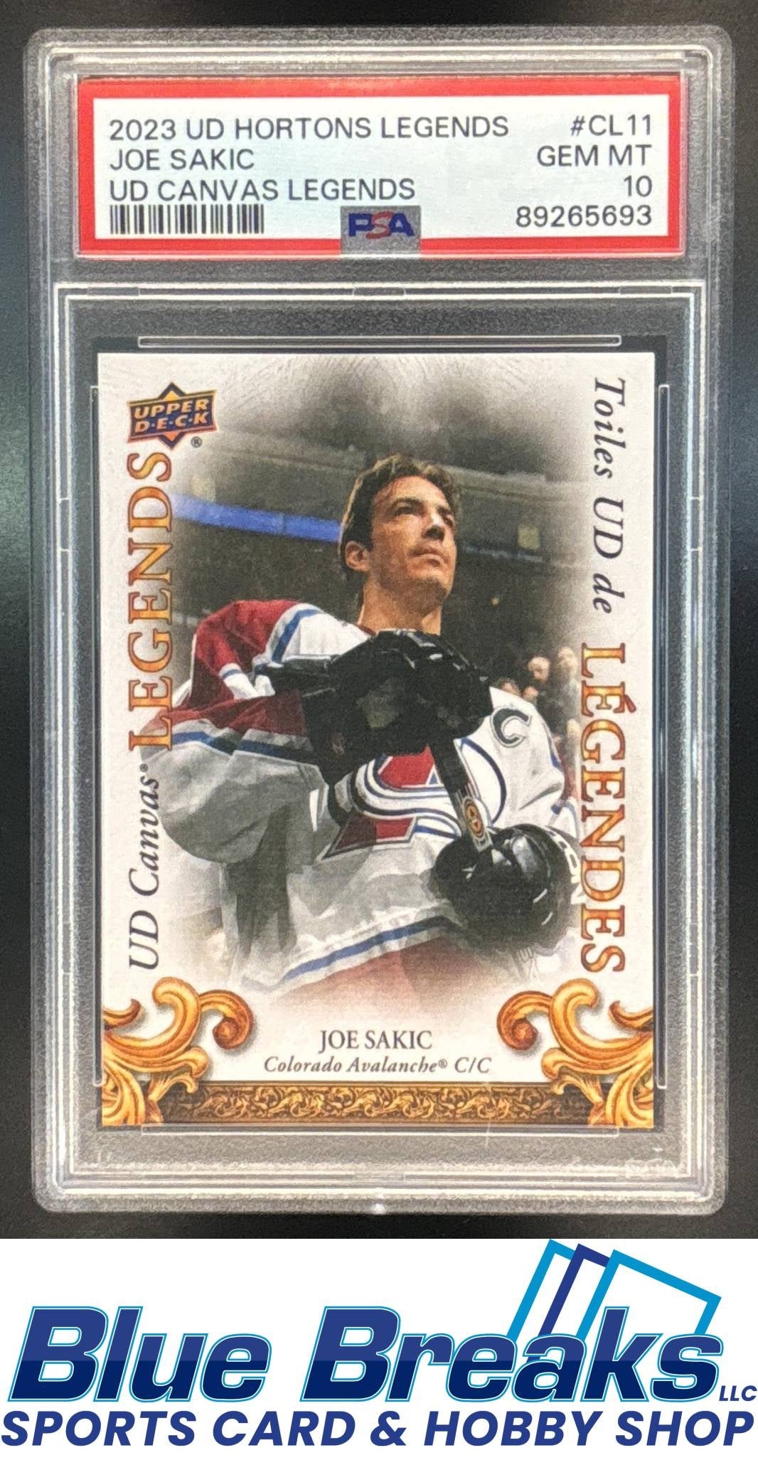 2023 Upper Deck Hortons Legends Canvas Joe Sakic #CL11 PSA 10 Colorado Avalanche