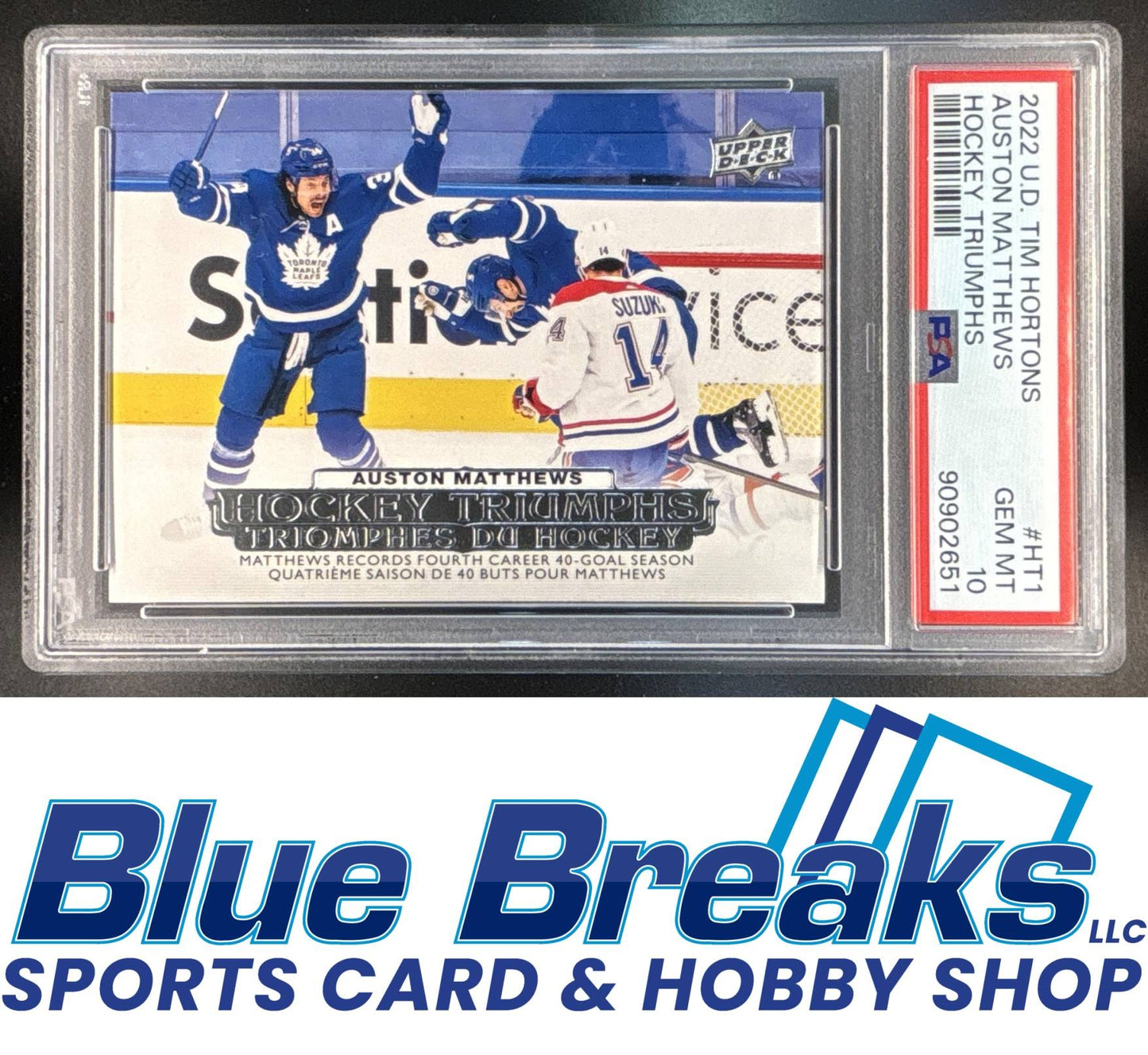 2022 Upper Deck Tim Hortons Hockey Triumphs Auston Matthews #HT-1 PSA 10 Hockey Toronto Maple Leafs