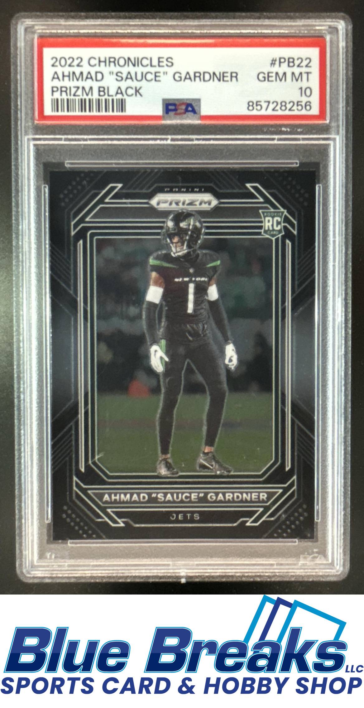 2022 Panini Chronicles Ahmad "Sauce" Gardner #PB-22 Prizm Black RC PSA 10 New York Jets