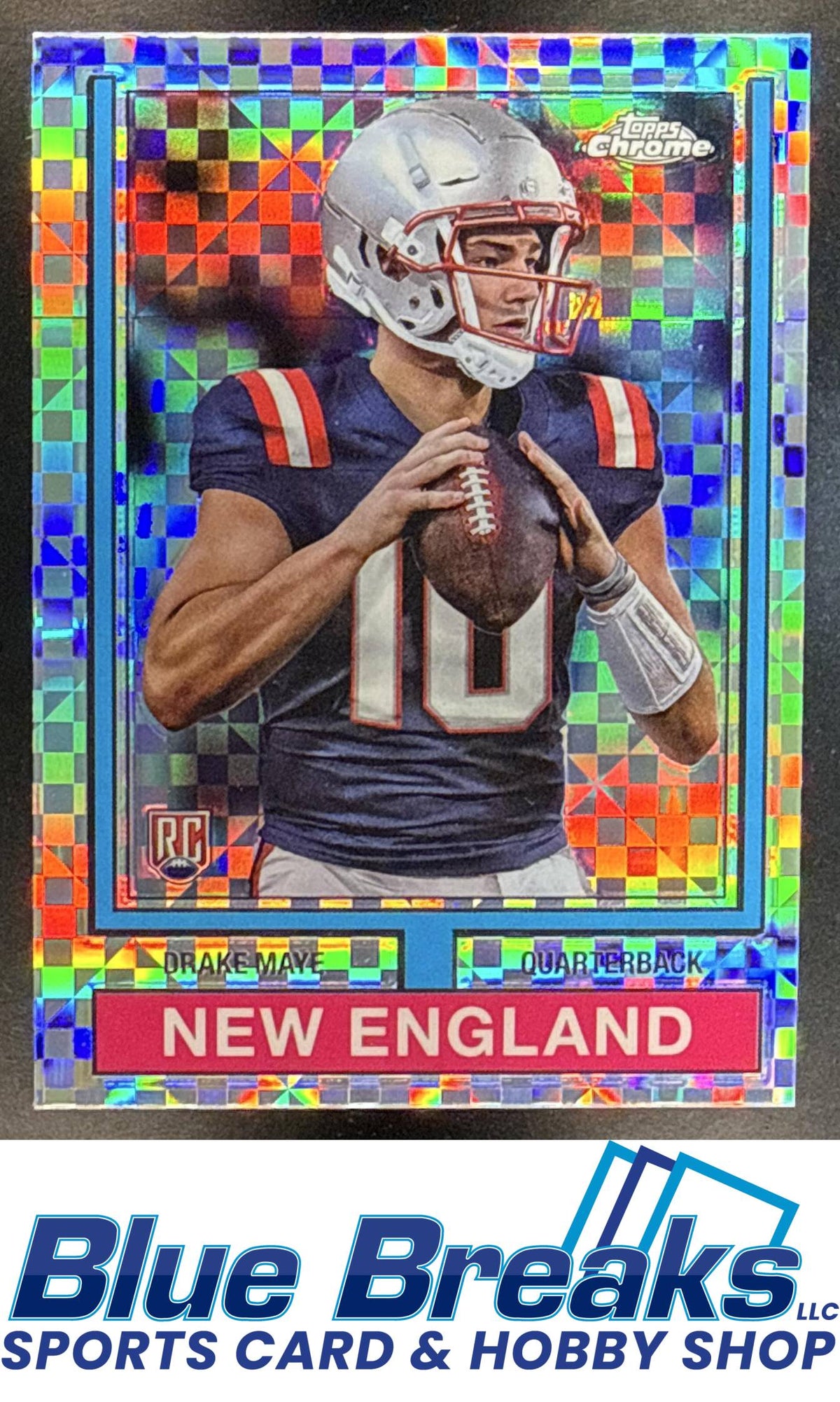 2024 Topps Chrome Drake Maye #74TF-3 1974 Football X-Fractor RC New England Patriots