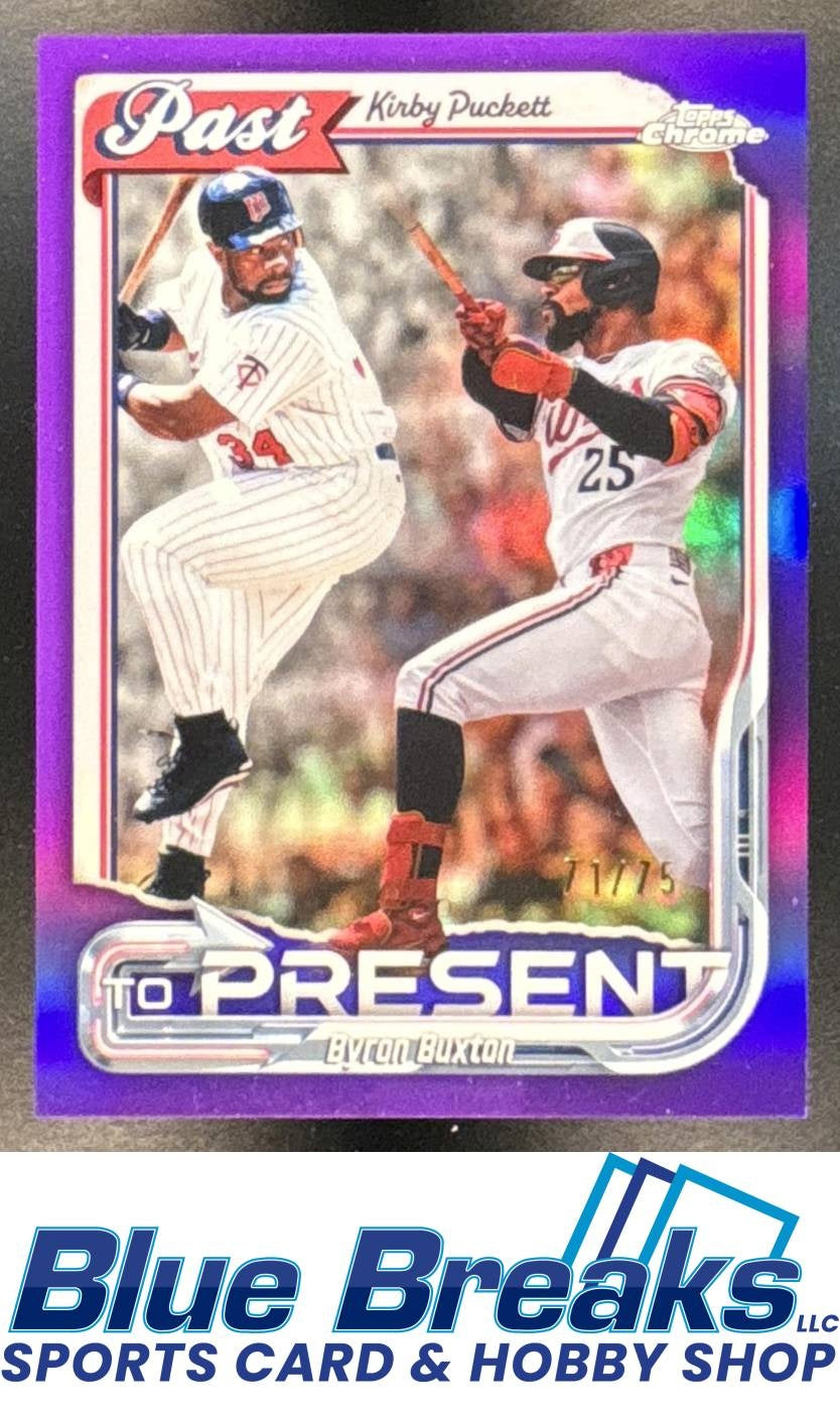 2026 Topps Chrome Kirby Puckett Byron Buxton #PTP-16 Past to Present Purple Refractor 71/75