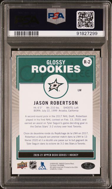 2020 Upper Deck - Jason Robertson - O-Pee-Chee - Glossy Rookies - Ice Hockey - Dallas Stars - #RS - PSA 10