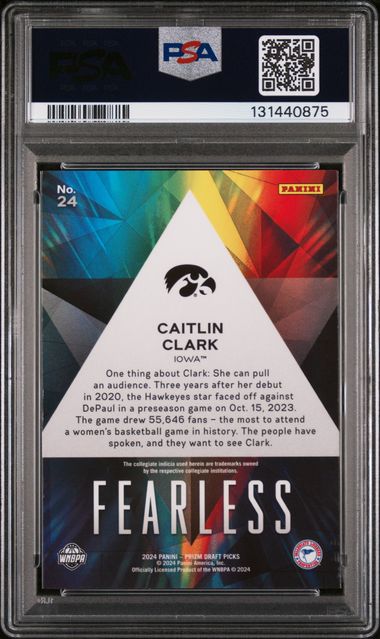 2024 Prizm Draft Picks - Caitlin Clark - -Basketball - Iowa Hawkeyes - Fearless - #24 - PSA 10