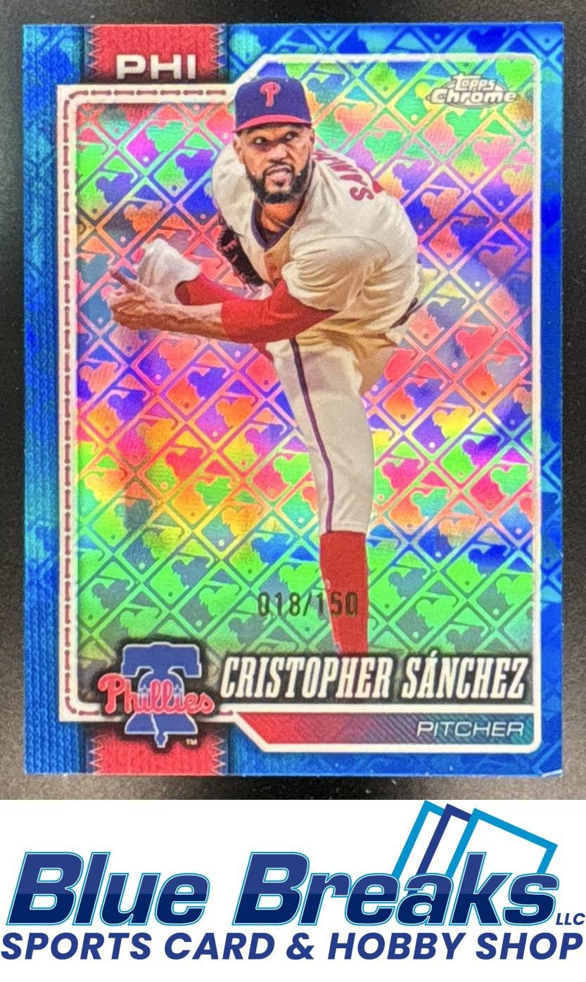2026 Topps Chrome Cristopher Sanchez #270 Blue Refractor Fanatics Box Exclusive 018/150 Philadelphia Phillies