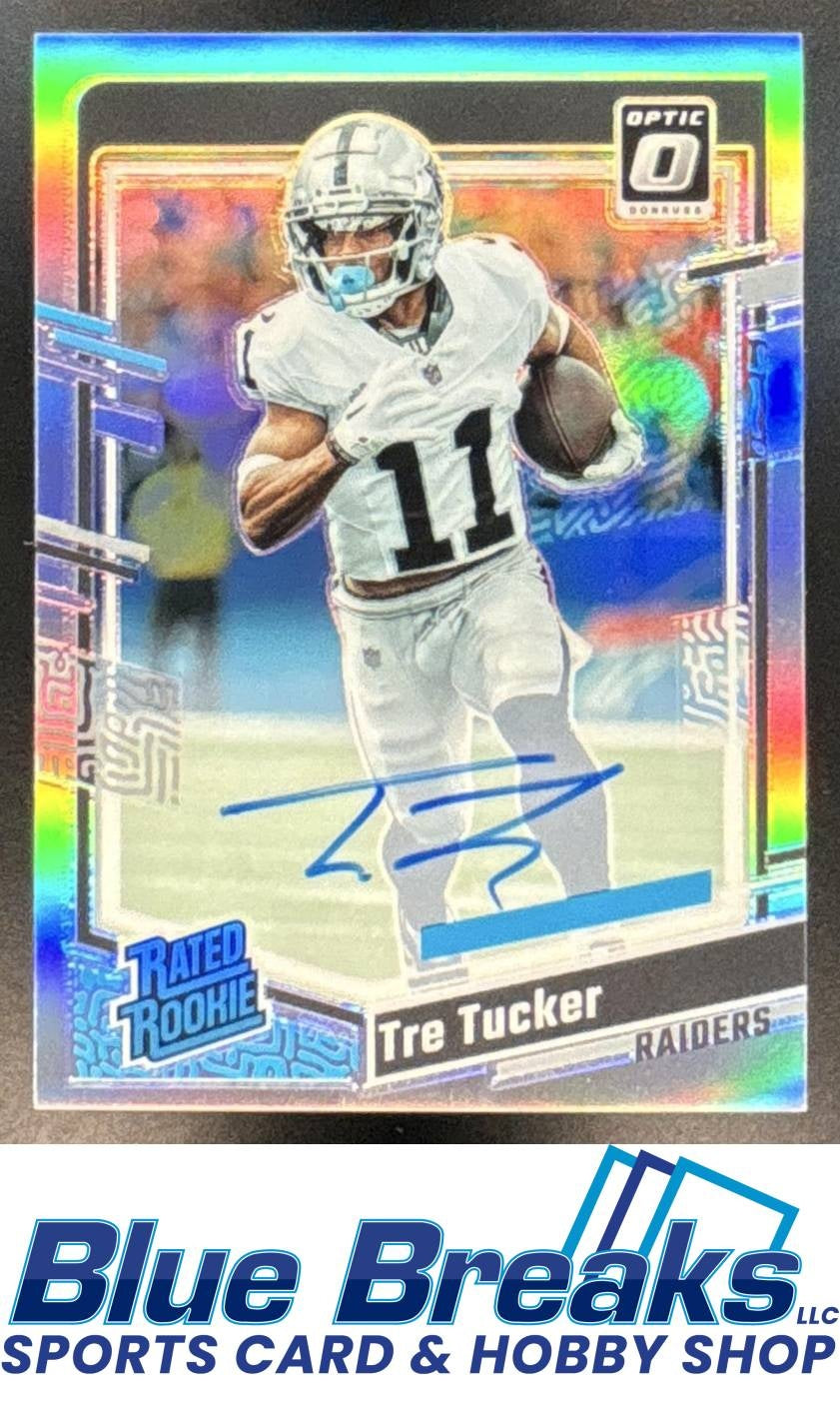 2023 Panini Donruss Optic Tre Tucker #261 Rated Rookie RPS Auto Holo 106/150 RC Raiders