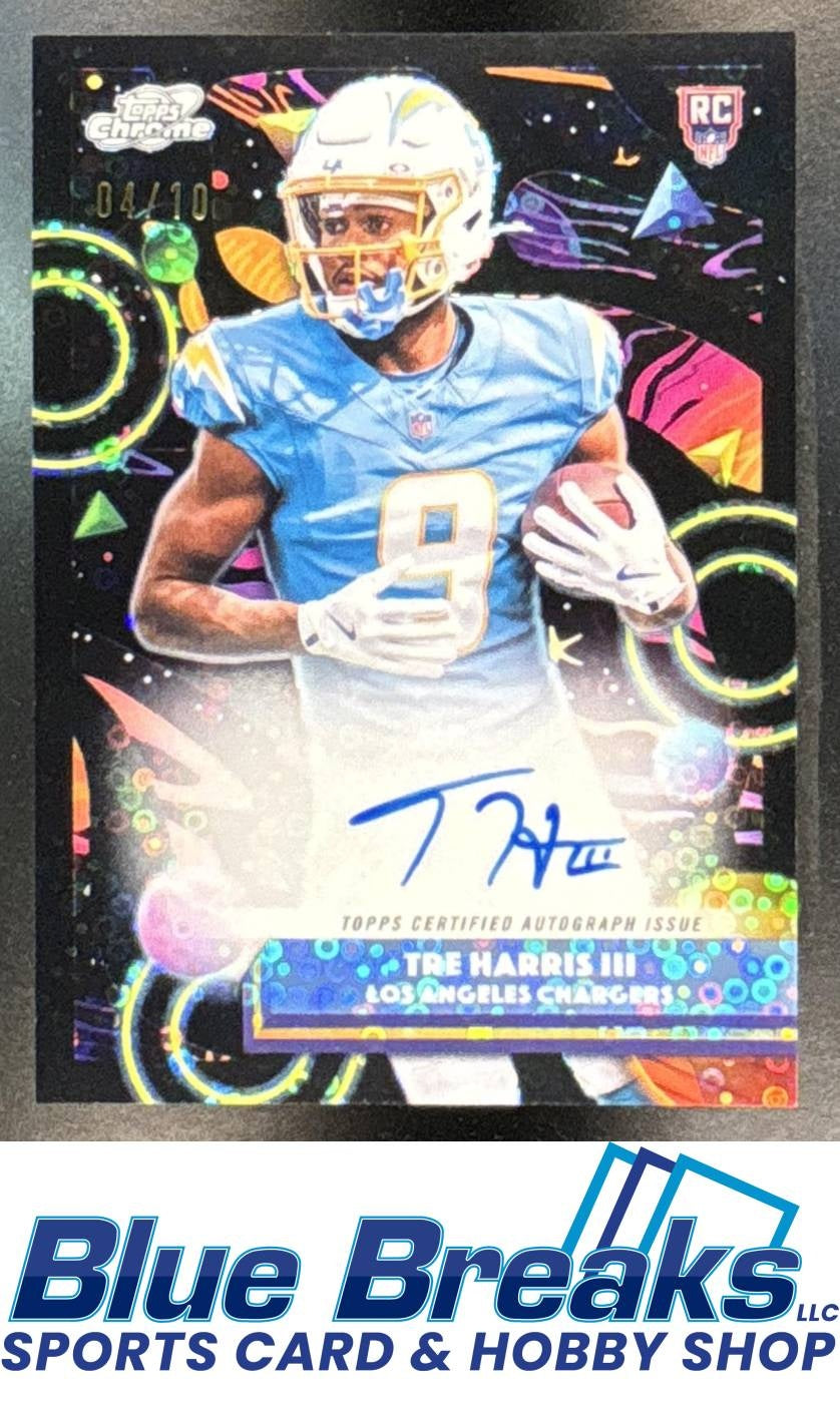 2025 Topps Cosmic Chrome Tre Harris III #CCA-TRH Auto Black Eclipse Refractor 04/10 RC Los Angeles Chargers