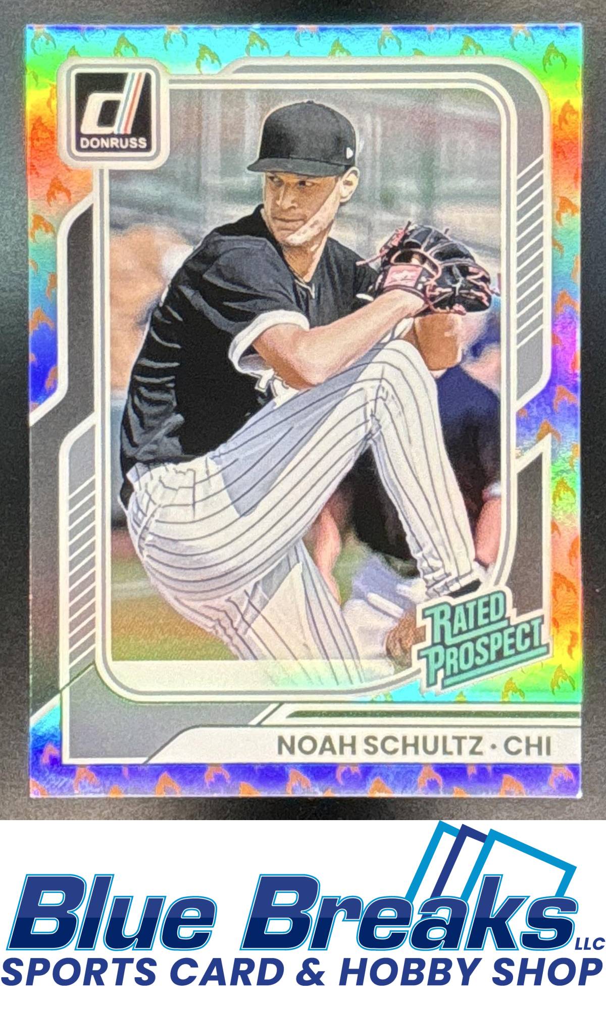 2026 Panini Donruss Noah Schultz #183 Rated Prospects On Fire 10/75 Prospect Chicago White Sox