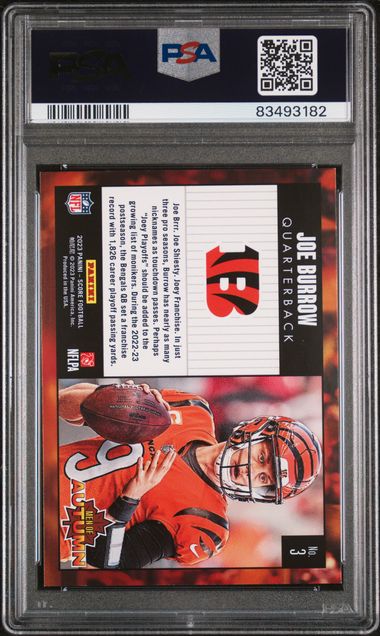 2023 Panini - Score - Men of Autumn - Joe Burrow - #3 - PSA 8 - football - Bengals