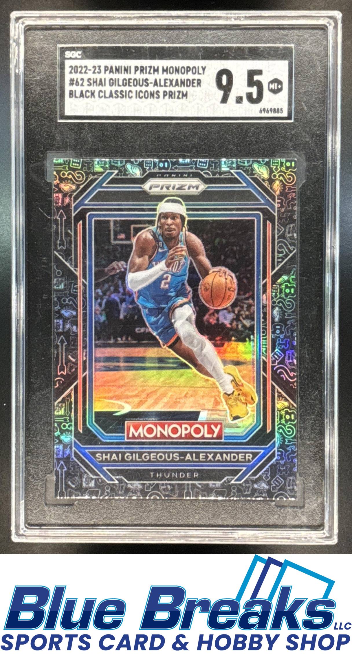 2022 Panini Prizm Monopoly Shai Gilgeous-Alexander #62 Black Classic Icons SGC 9.5 Oklahoma City Thunder