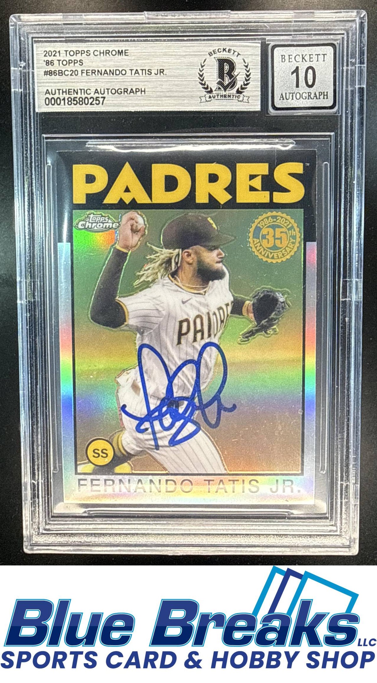 2021 Topps Chrome 1986 Baseball Fernando Tatis Jr. in Person Auto #86BC-20 BGS 10 auto San Diego Padres