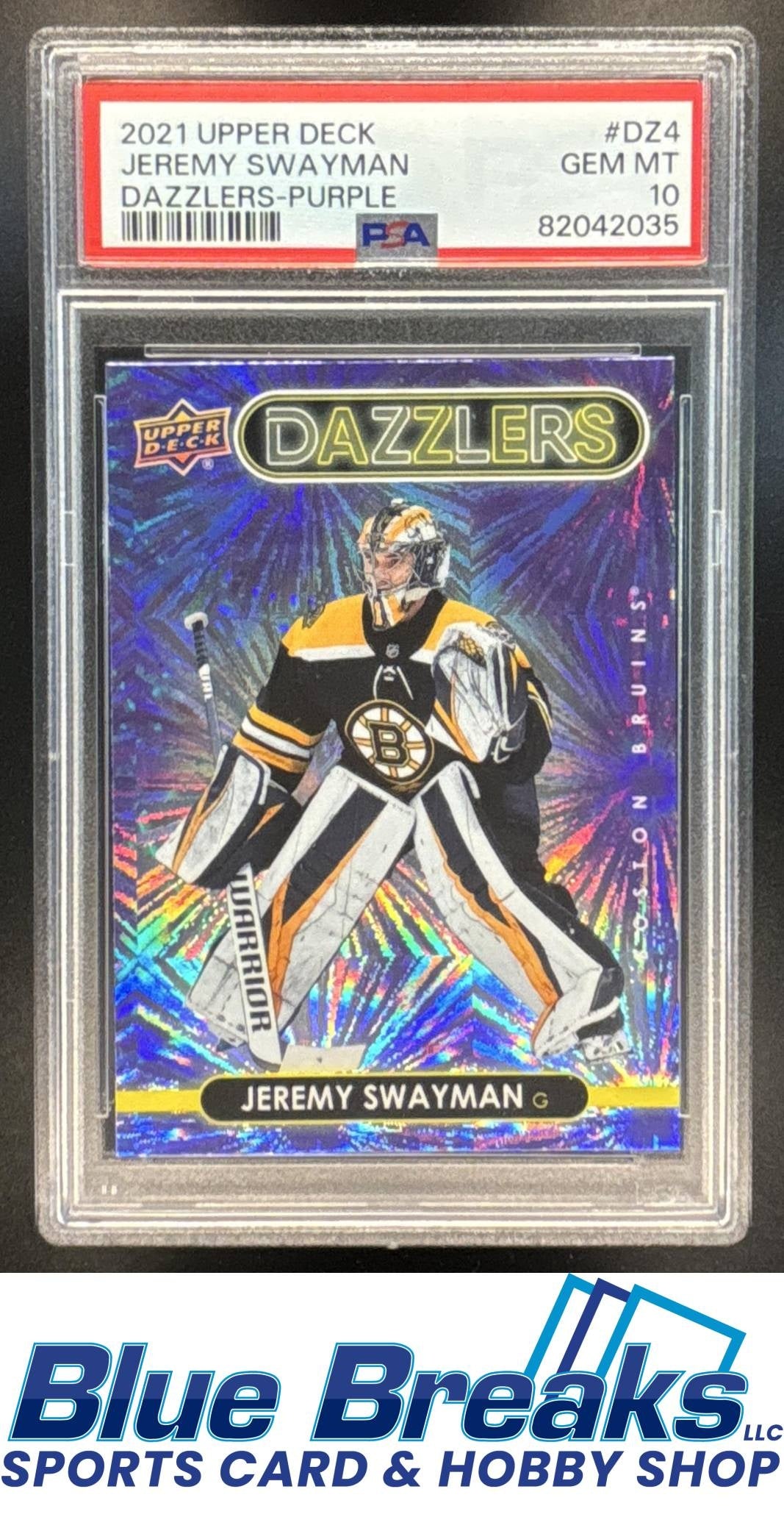 2021 Upper Deck Dazzlers Purple Jeremy Swayman PSA10 #DZ-4 Ice Hockey Bruins