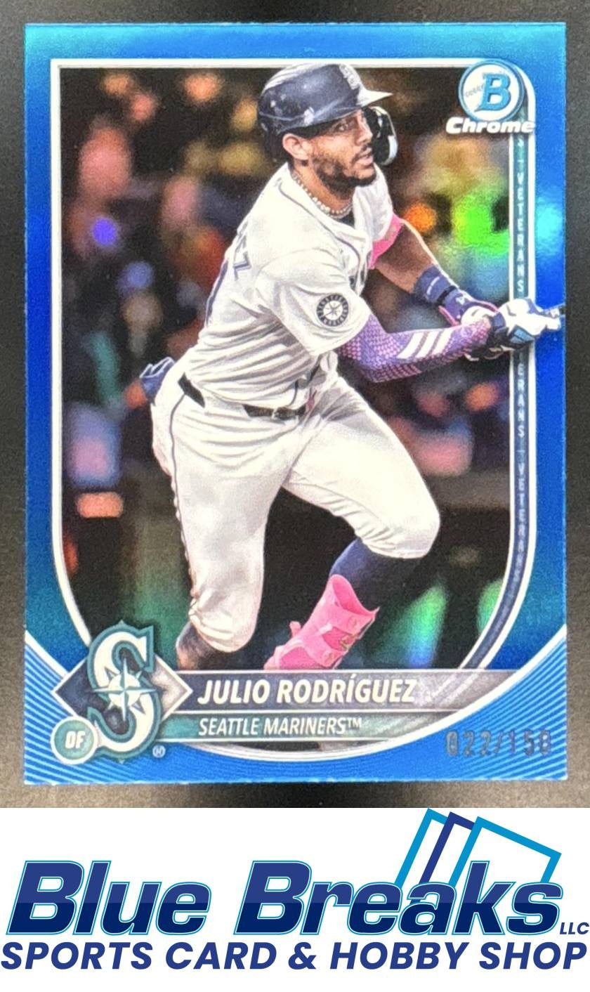 2025 Bowman Chrome Blue Refractor Julio Rodriguez 22/150 #66 baseball Mariners