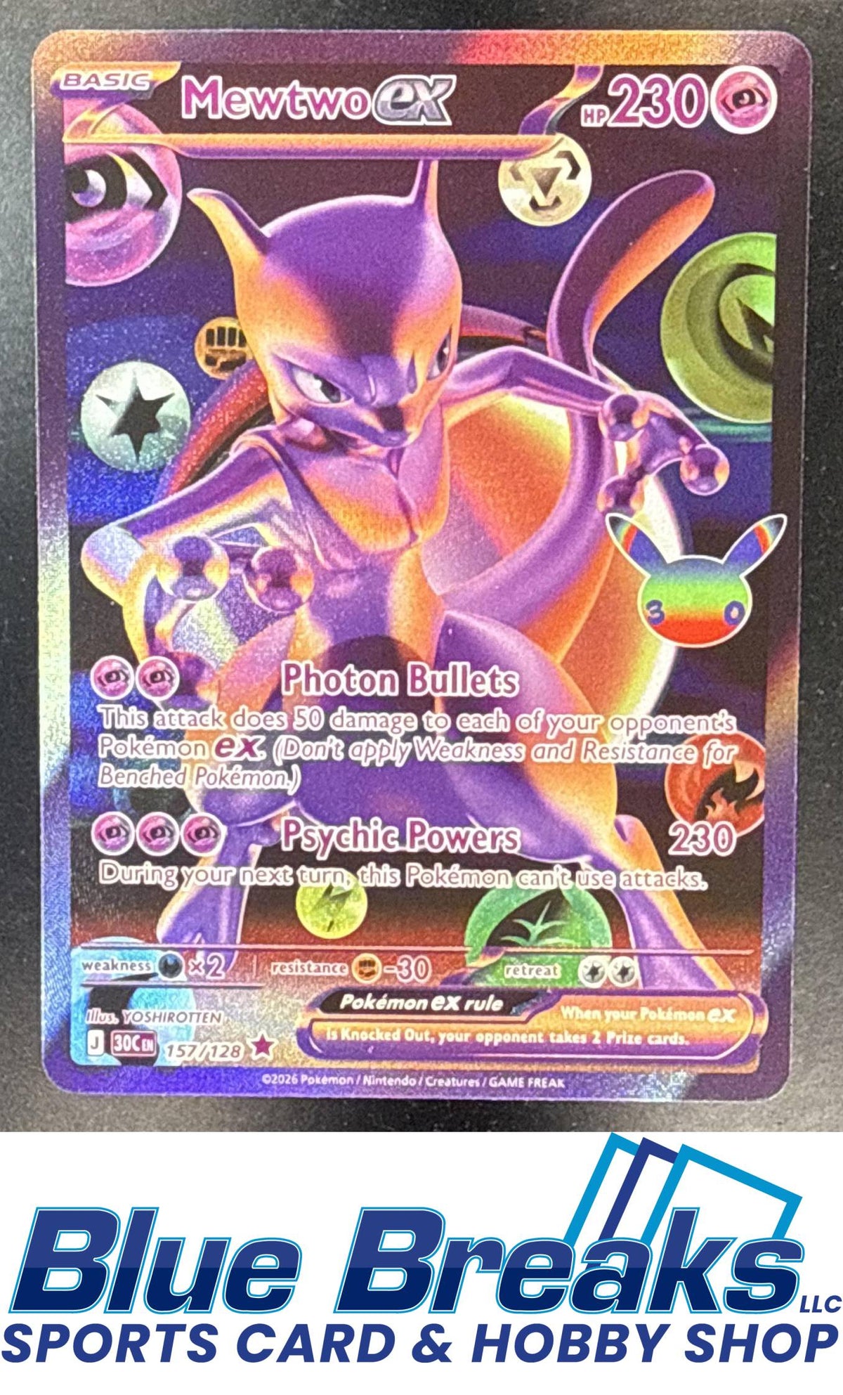 2026 Pokemon 30th Celebration Futuristic Rare Mewtwo ex #157/128