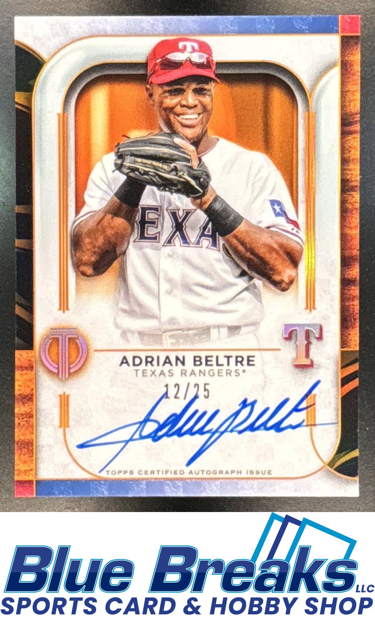 2022 Topps Tribute Auto Orange Adrian Beltre 12/25 #TA-AB Texas Rangers