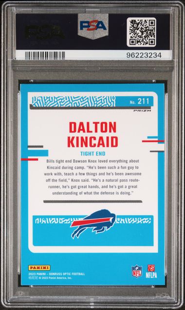 2023 Panini - Donruss Optic - red hyper - Rated Rookie - Dalton Kincaid - #211 - PSA 10 - football - Bills