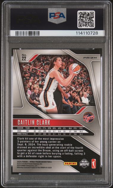 2024 Panini - Prizm WNBA - WNBA Logo Prizm - Caitlin Clark - RC - #22 - PSA 9 - basketball - Fever