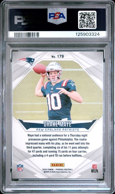 2024 Panini - Phoenix - orange fade - Drake Maye - RC - #129 - PSA 9 - football - Patriots