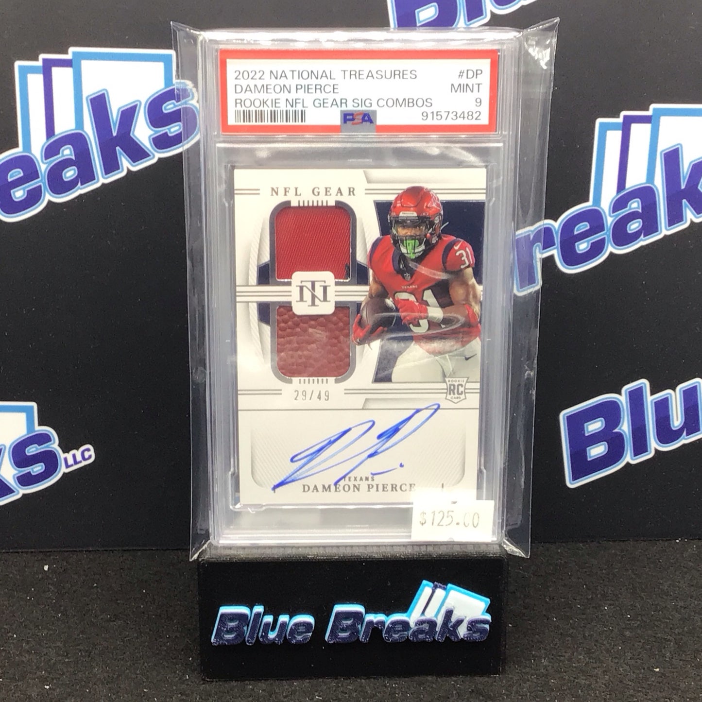 2023 National Treasures Rookie NFL Gear Signature Combo Dameon Pierce #RGS-DP PSA 9 Texans