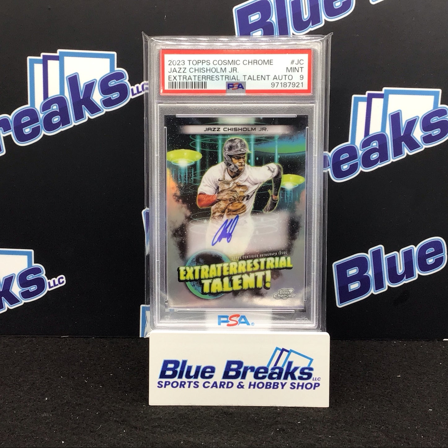 2023 Topps Cosmic Chrome Extraterrestrial Talent Jazz Chisholm Jr auto #ETA-JC PSA 9 Marlins