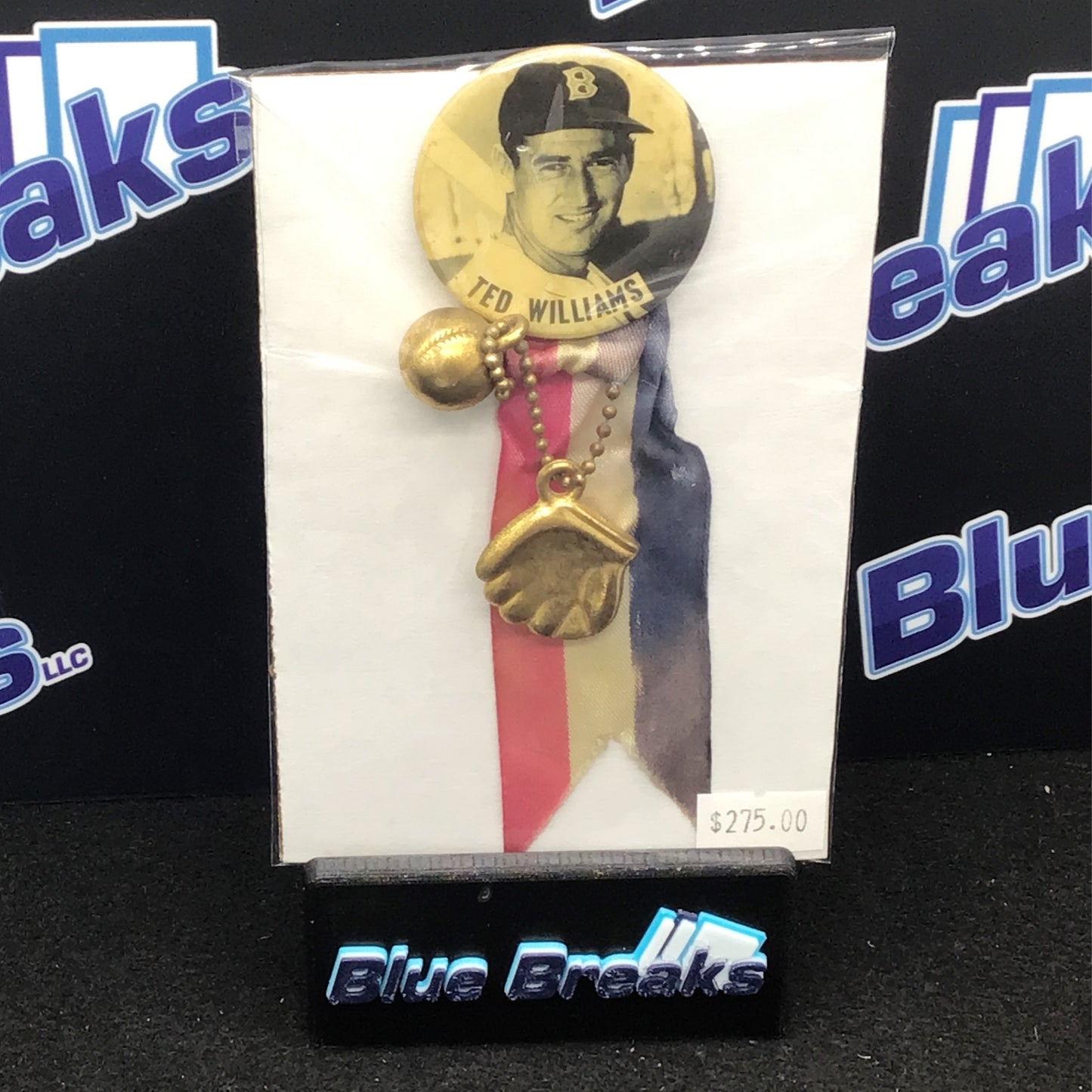 Ted Williams Pinback Button Ribbon Charms Boston Red Sox