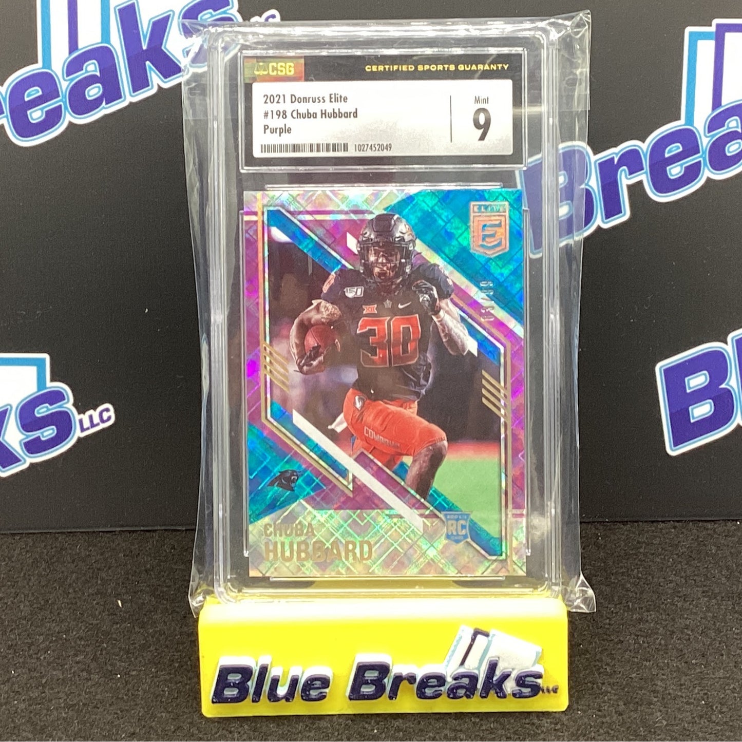 2021 Donruss Elite - 198 - Chuba Hubbard - CSG 9 - Purple 83/99 - Cleveland Browns