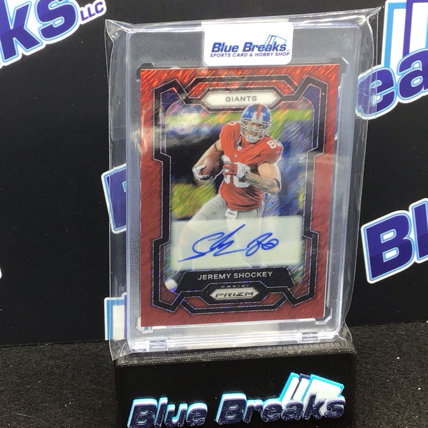 2023 Panini Prizm red shimmer Jeremy Shockey auto 02/35 #222 Giants