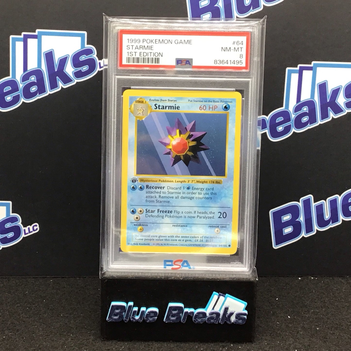 1999 Pokémon Game 1st Edition Starmie #64 PSA 8