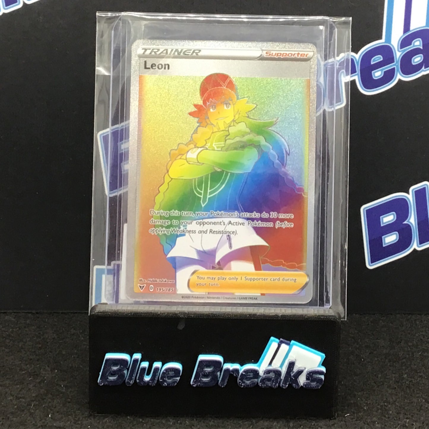 Pokémon Leon Trainer Supporter Card Rainbow Holo 195/185
