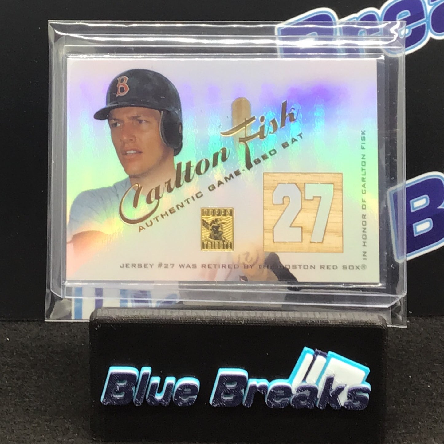 2001 Topps Tribute Carlton Fisk authnetic game used bat #RB-CFR Red Sox