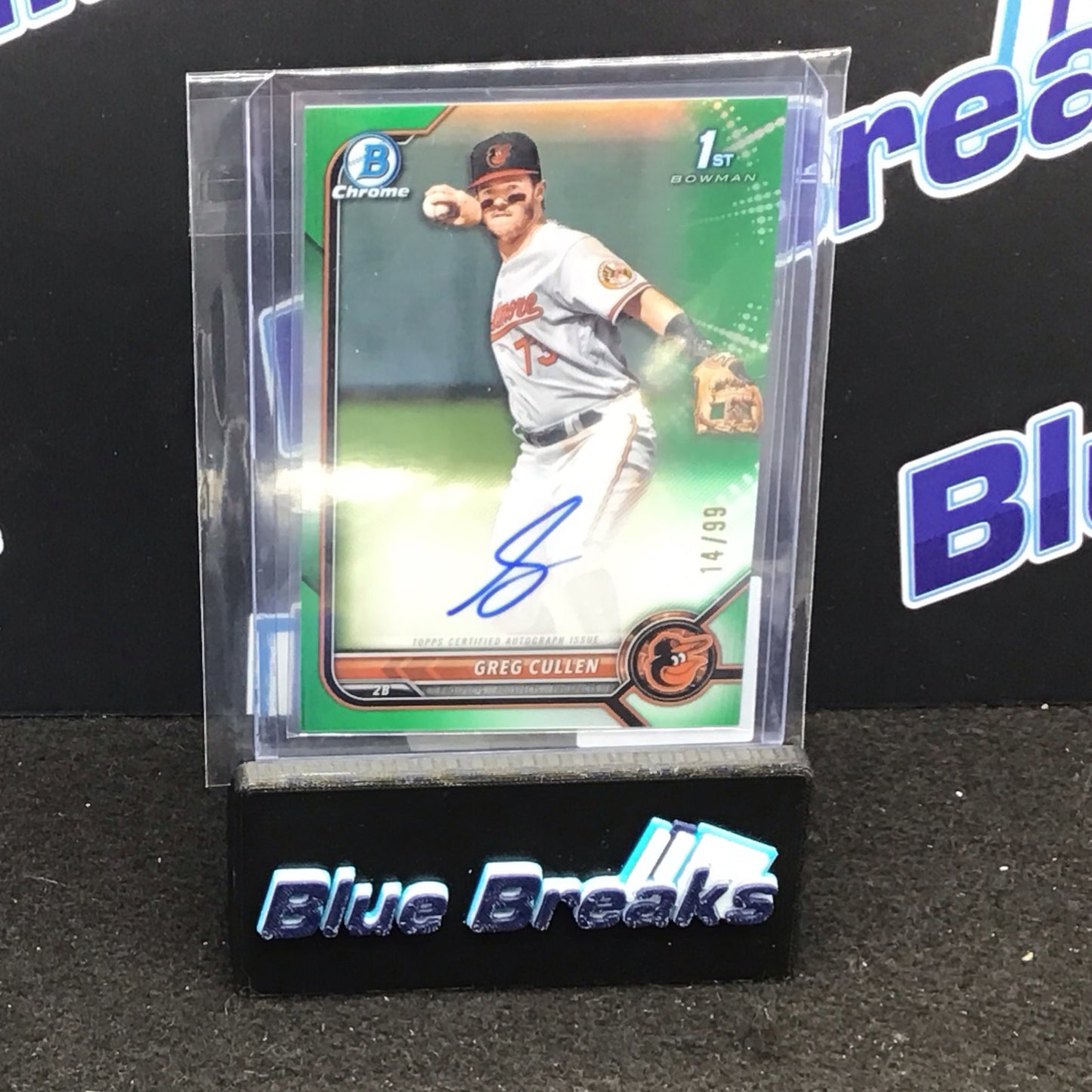 2022 Bowman Chrome 1st Bowman green Greg Cullen auto 14/99 #CPA-GC Orioles