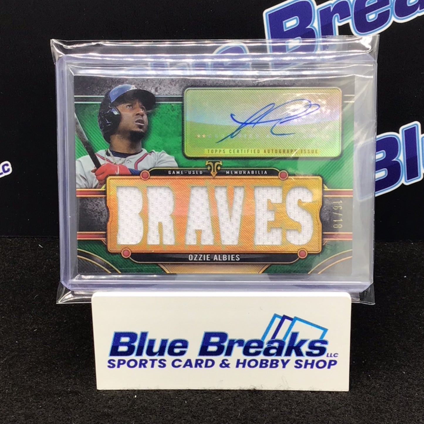 2024 Topps Triple Threads green Ozzie Albies "Braves" relic auto 16/18 #TTAR-ALB2 Braves