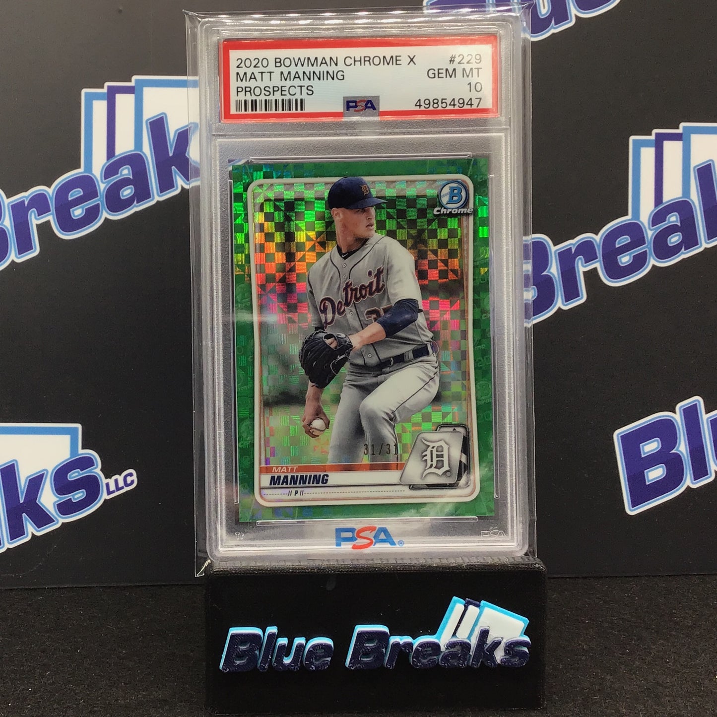 2020 Bowman Chrome X - Matt Manning - Prospects - #299 - PSA 10 - Detroit Tigers - 31/31