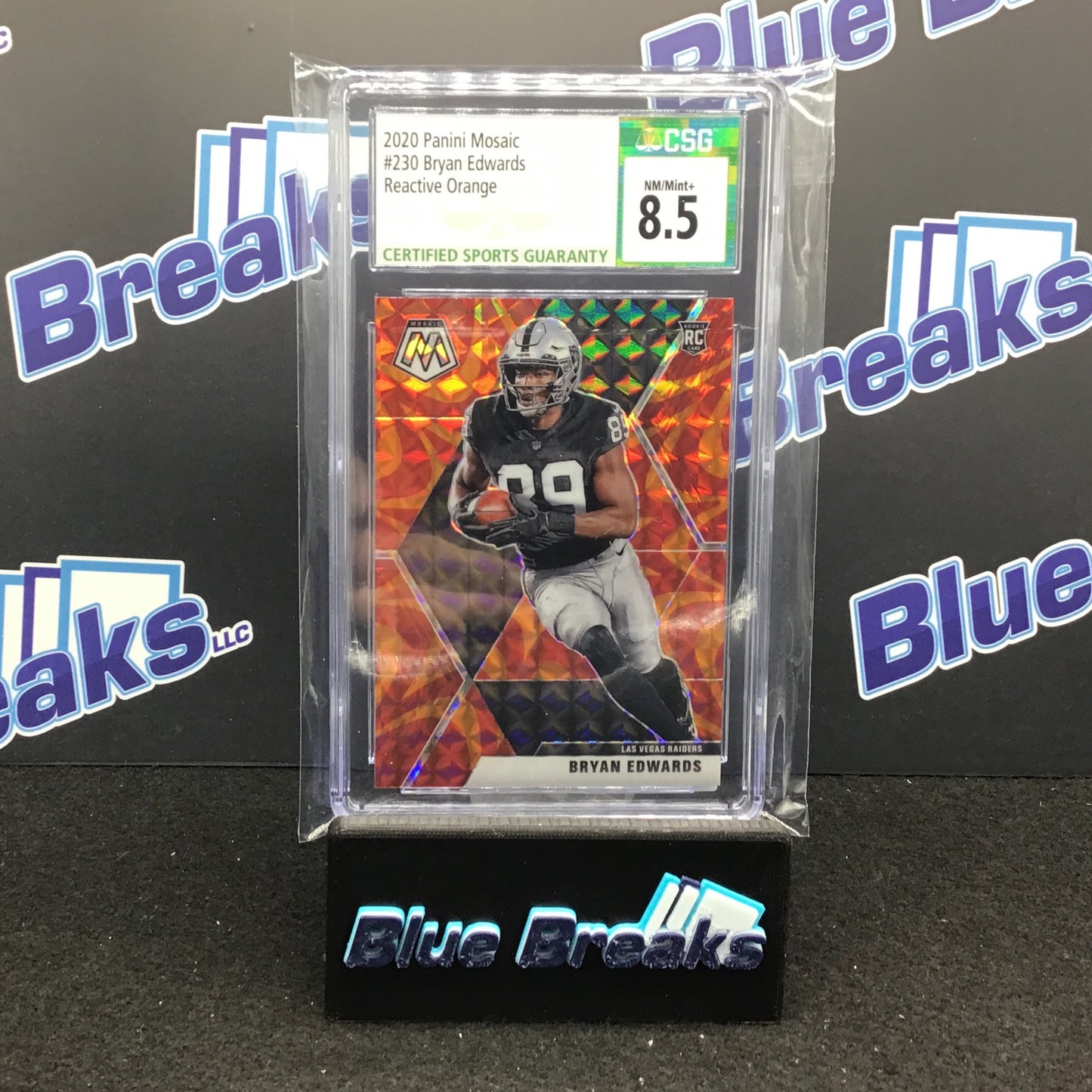 2020 Panini Mosaic - Bryan Edwards - Reactive Orange - CSG 8.5 - Las Vegas Raiders