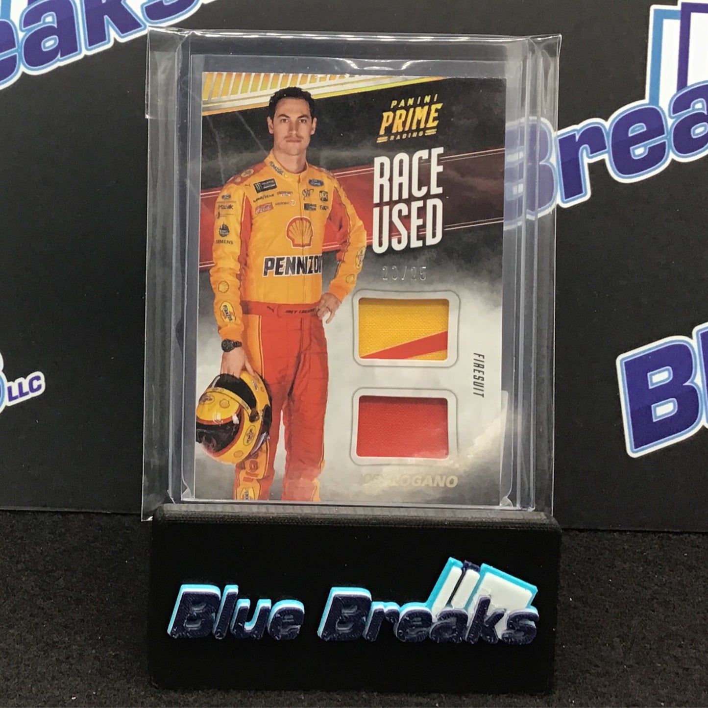 2018 Panini Prime Racing Joey Logano dual relic firesuit 23/25 #RUD-JL