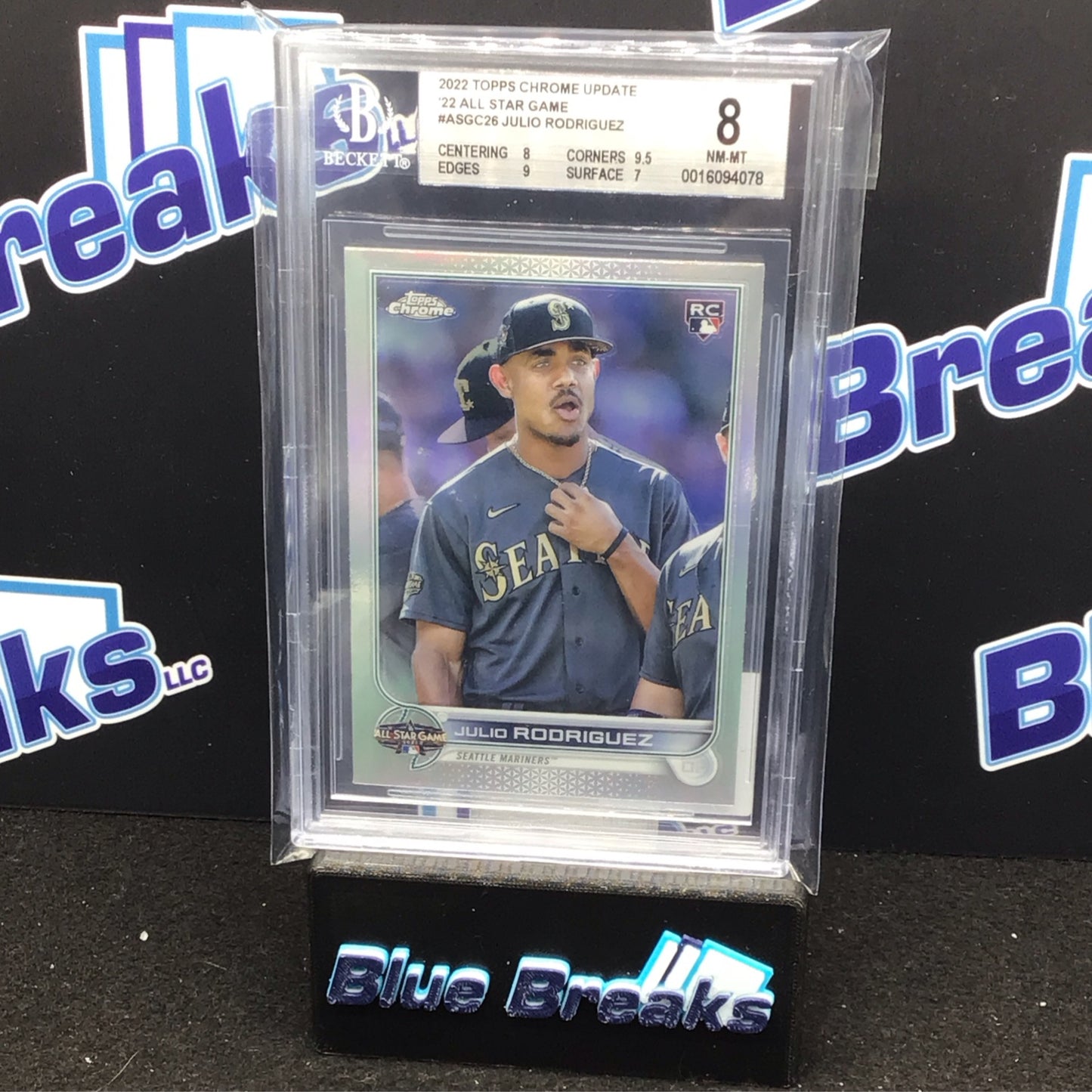 2022 Topps Chrome Update '22 All Star Game Julio Rodriguez #ASGC-26 BGS 8 Mariners