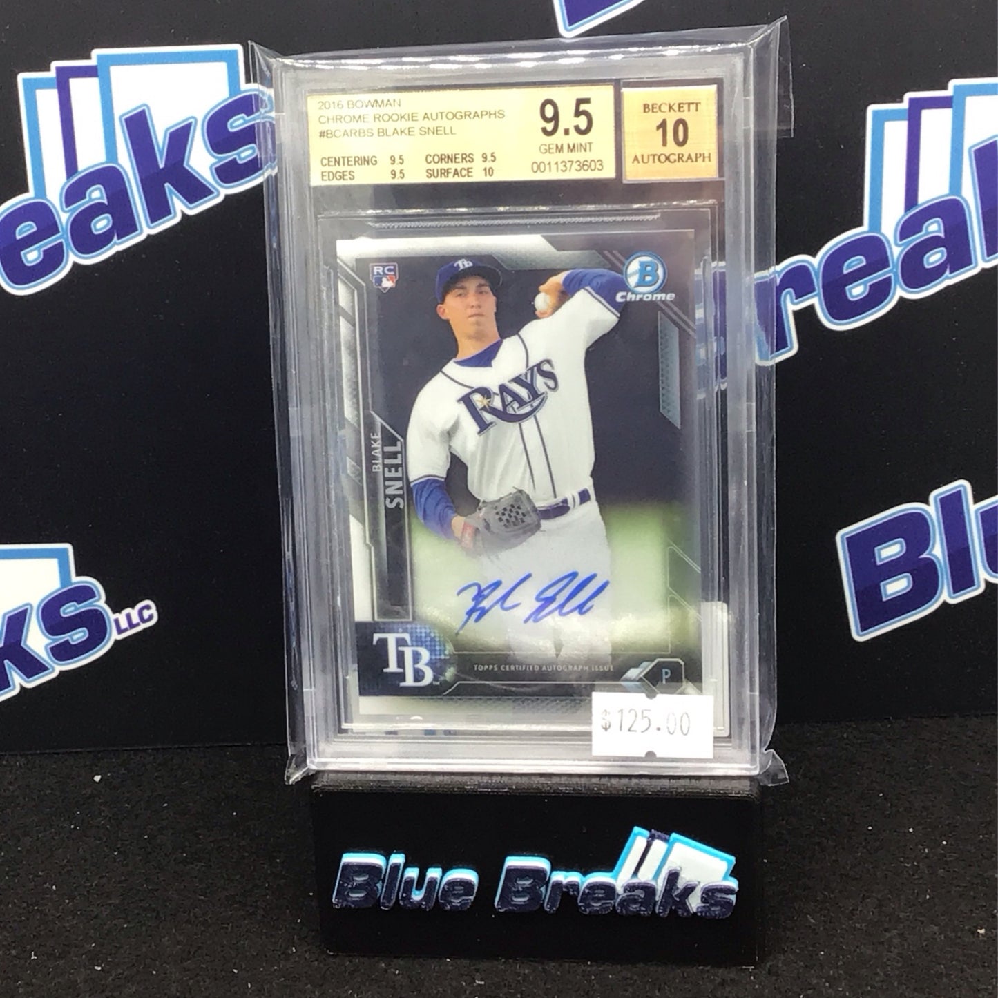 2016 Bowman Chrome Black Snell auto #BCARBS BGS 9.5 Rays