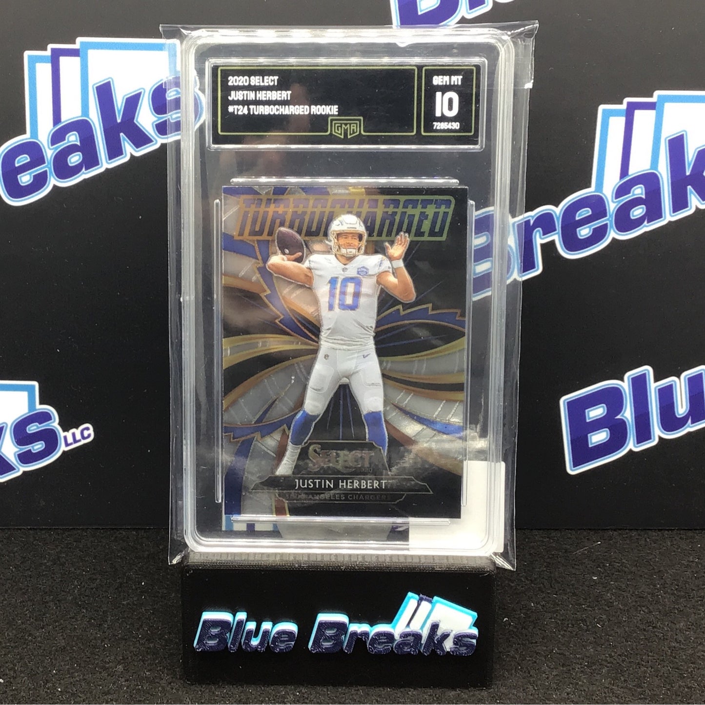2020 Panini Select Turbocharged Rookie Justin Herbert #T24 GMA 10 Charges