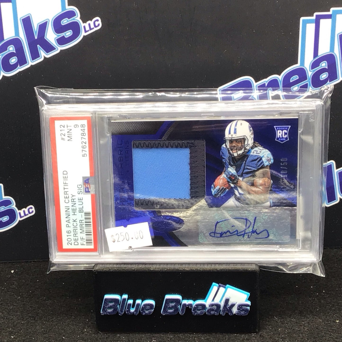 2016 Panini Certified Freshman Fabric blue mirror Derrick Henry 10/50 #212 PSA 9 Titans