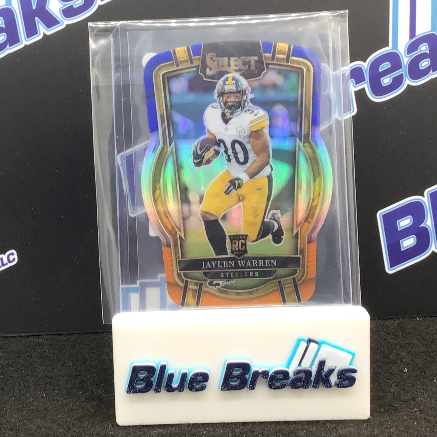2022 Panini - Select - Jaylen Warren - Blue Silver Orange Die Cut - Pittsburgh Steelers - 19/35