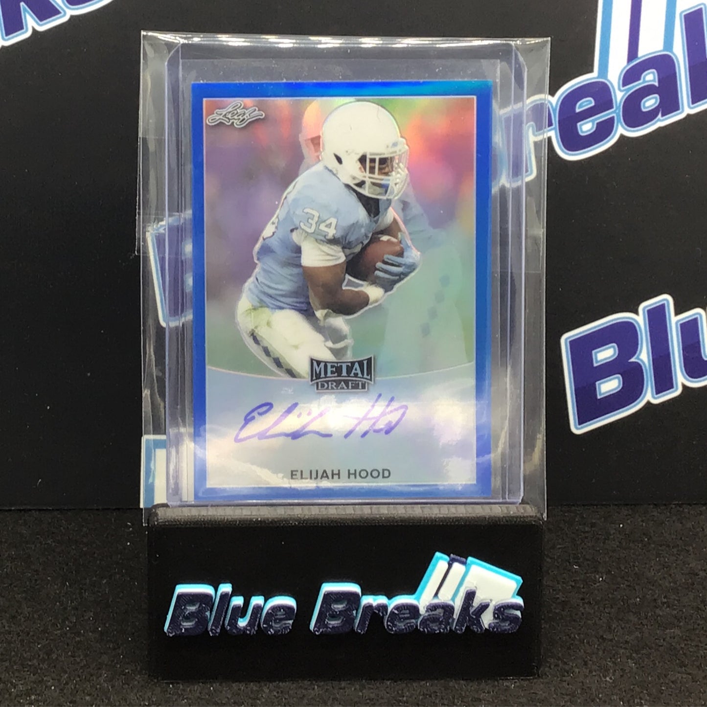 2017 Leaf Metal Draft - Elijah Hood - Blue - 17/50 - Autograph
