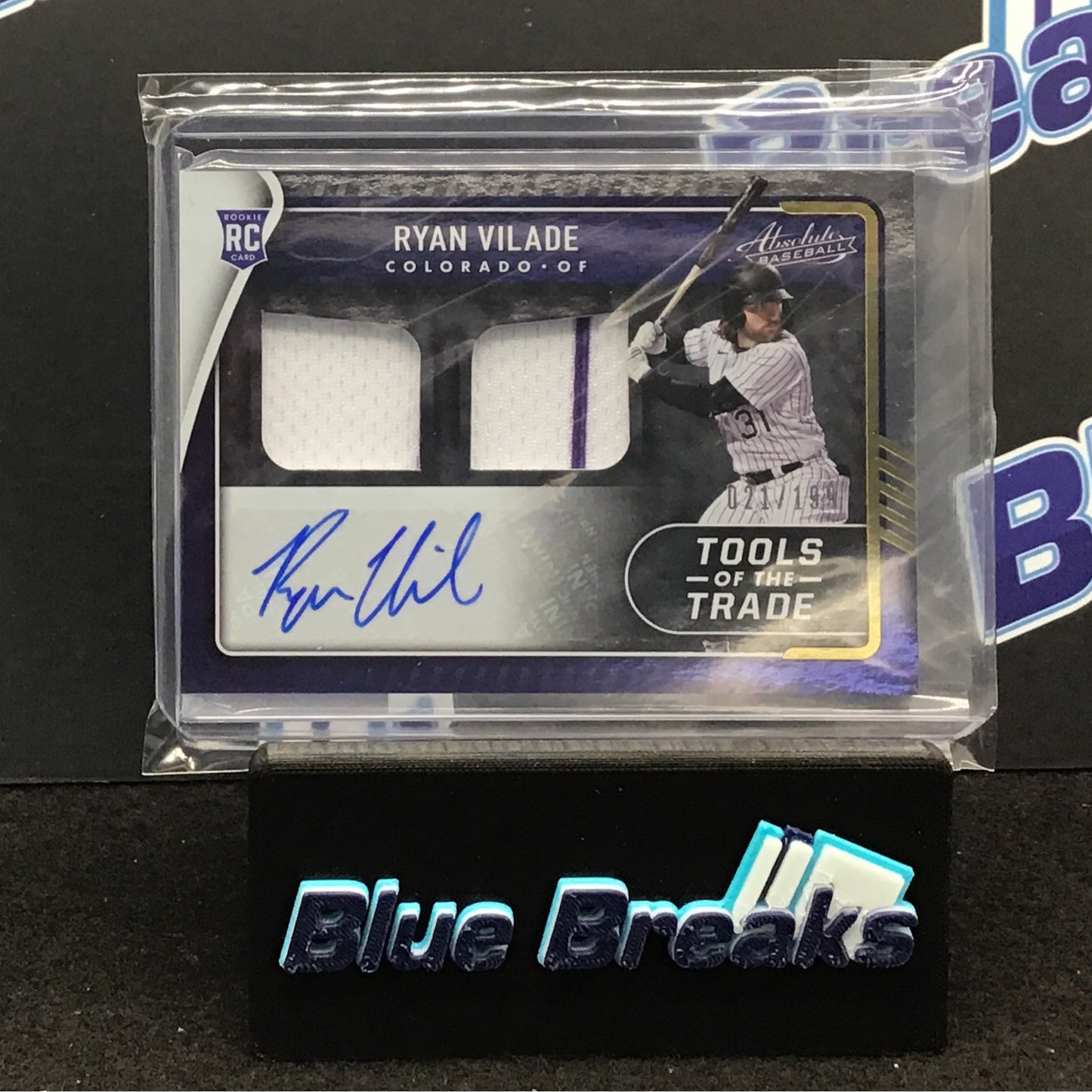 2022 Panini Absolute Tools of the Trade Ryan Vilade auto dual relic 021/199 RC #TT2S-RV Rockies
