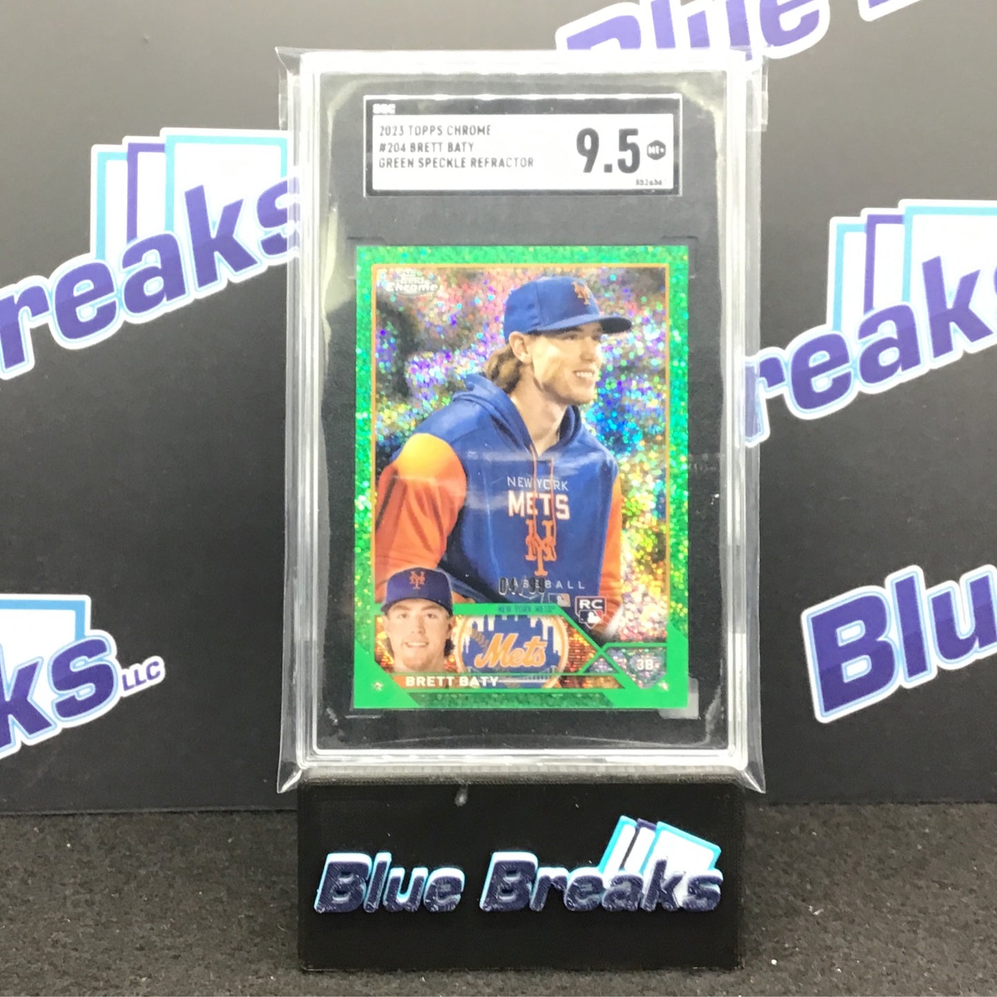 2023 Topps Chrome Green Speckle Refractor Brett Baty 04/99 #204 SGC 9.5 Mets