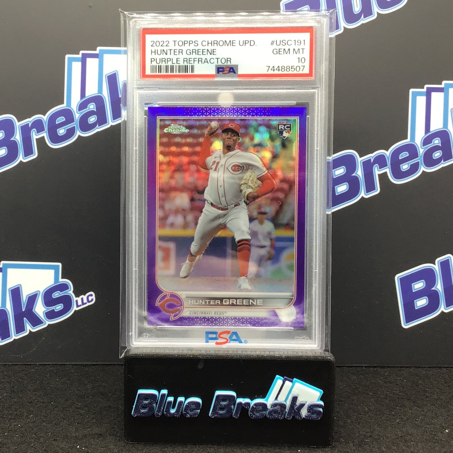 2022 Topps Chrome Update - Hunter Greene - Purple Refractor - #USC191 - Cincinnati Reds - PSA 10
