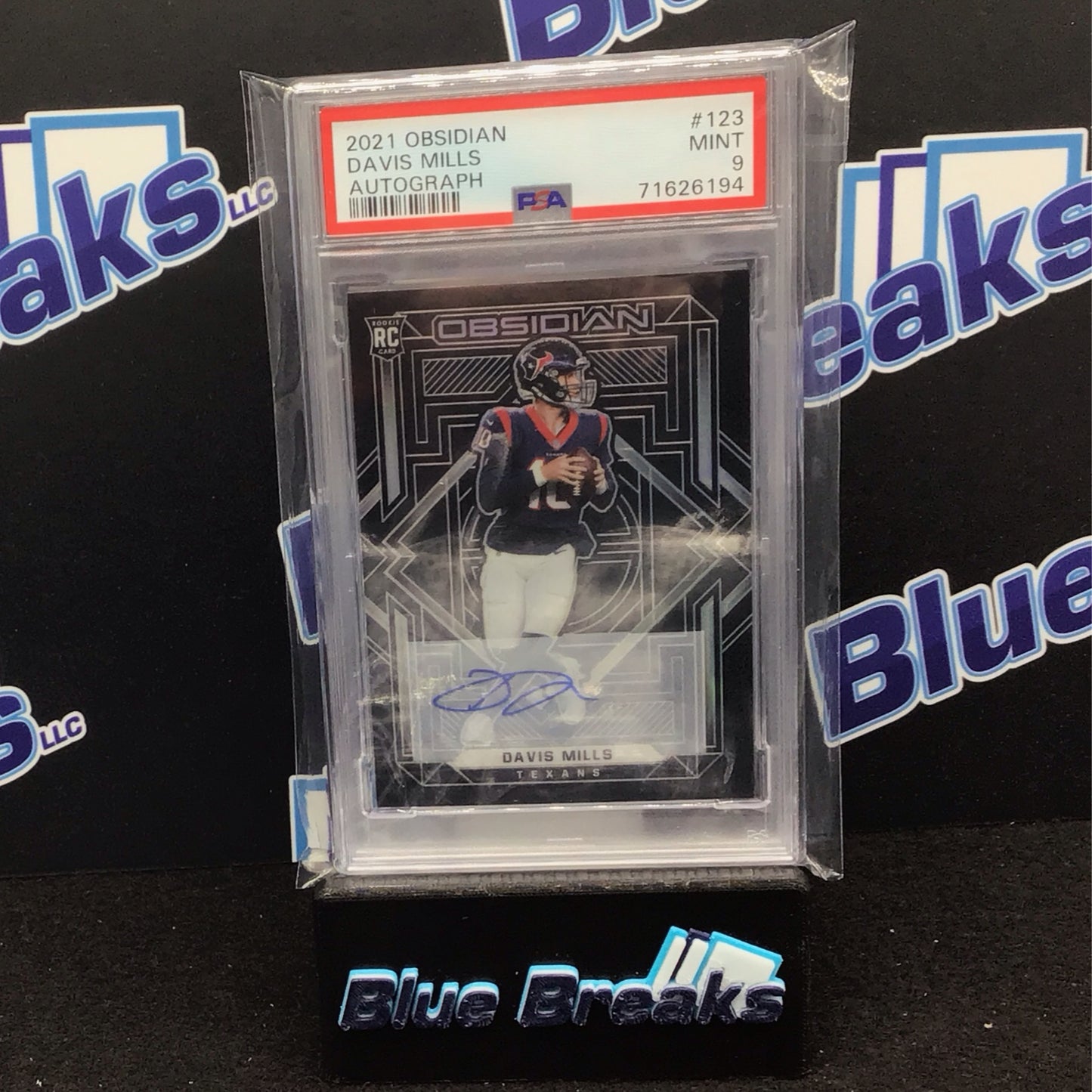 2021 Panini Obsidian Davis Mills auto 142/199 RC #123 PSA 9 Texans