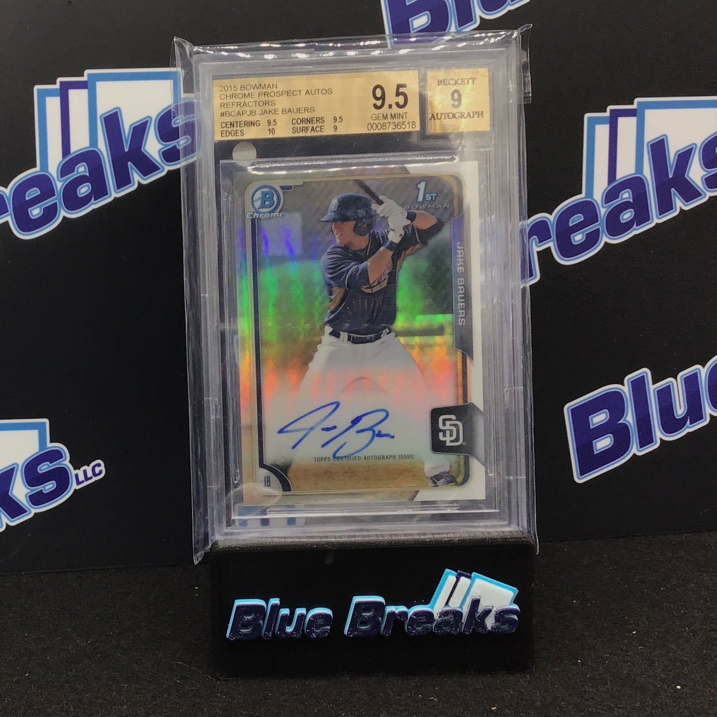 2015 Bowman - Jake Bauers - Chrome Prospect Autos - Refractors - BCAP-JB - 116/499 - BGS 9.5