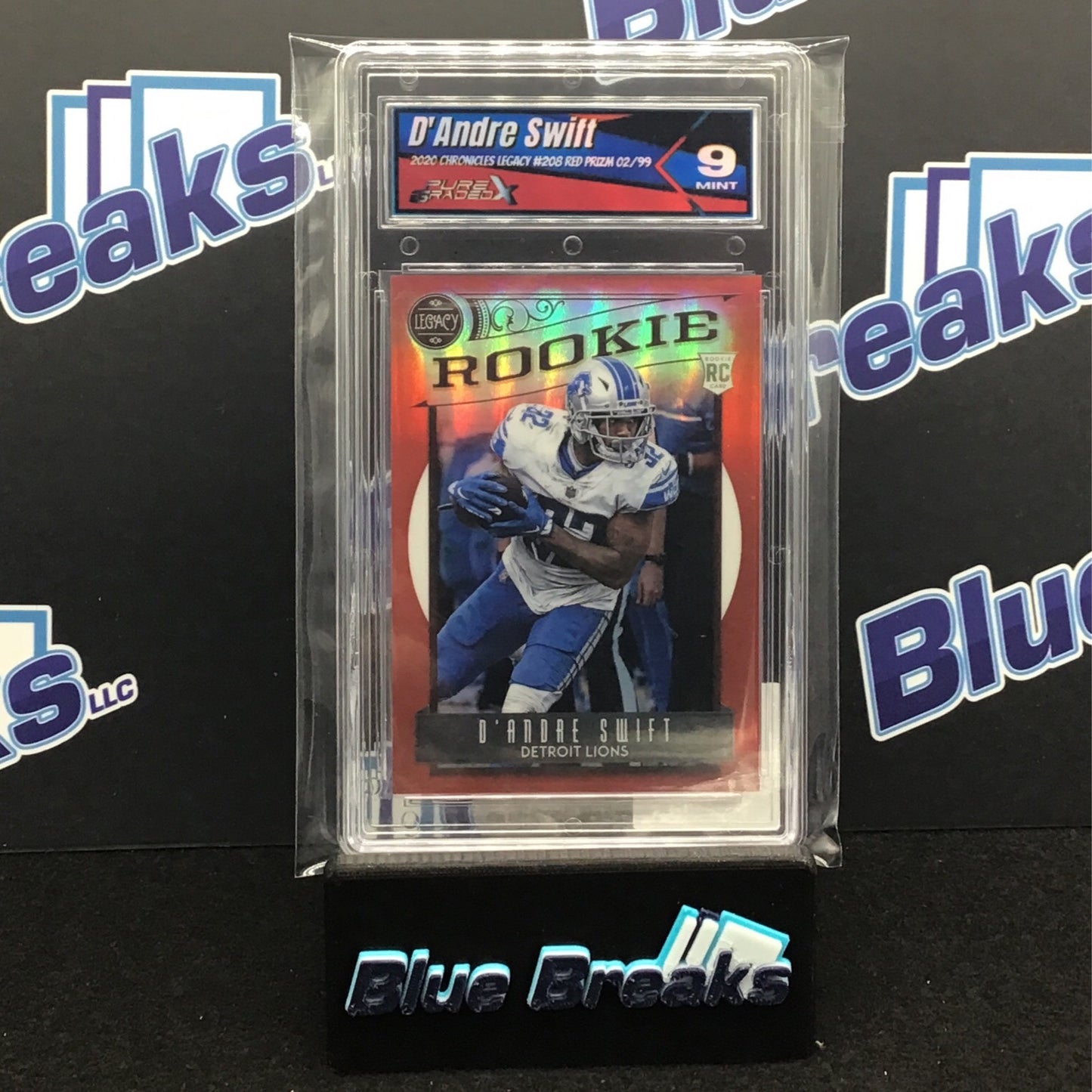 2020 Panini Chronicles Legacy Red Rookie D'Andre Swift 02/99 RC #208 Pure Graded X 9 Lions