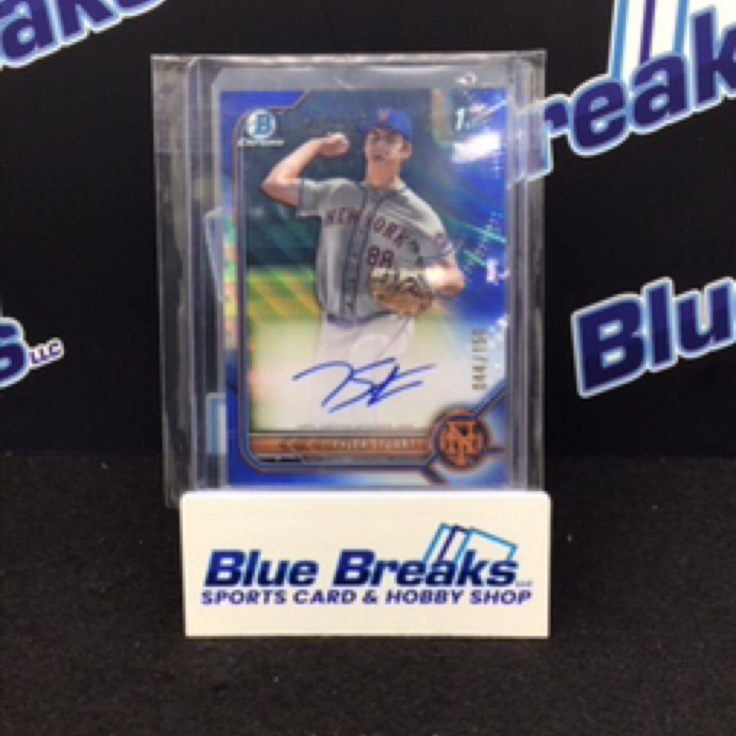 2022 Bowman Chrome 1st Bowman blue wave Tyler Stuart auto 044/150 #CDA-TST Mets